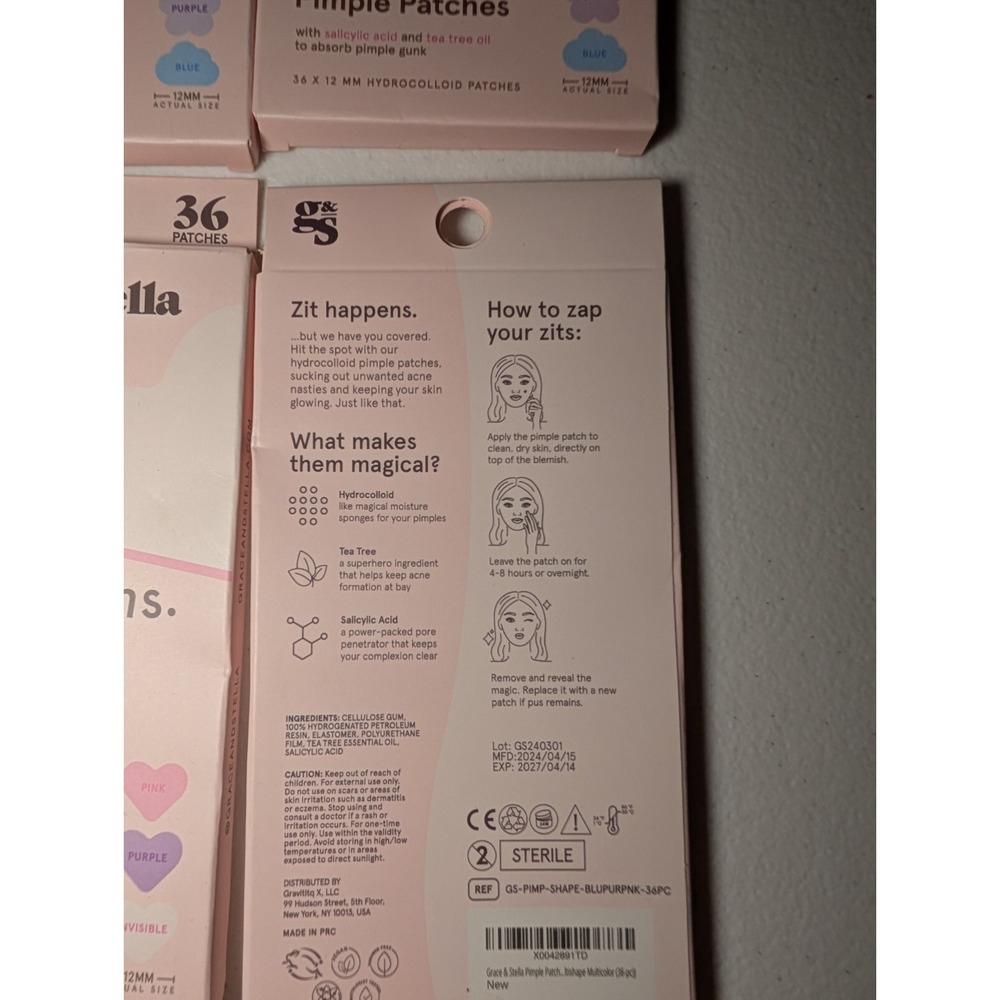 Lot of 4 Grace & Stella Hydrocolloid Pimple Patches 36ct Each New‎ Exp 2027 - Picture 3 of 3